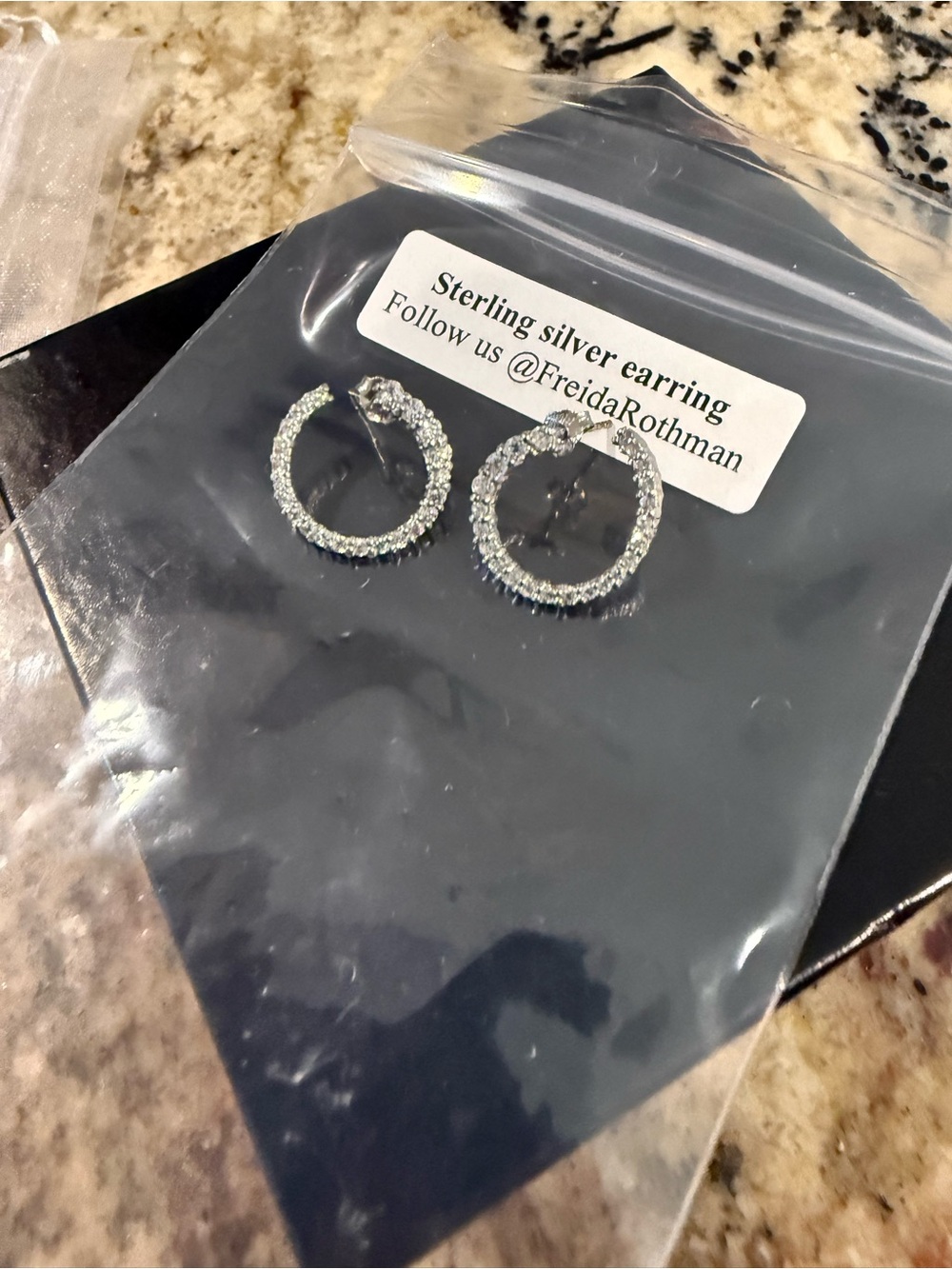 Sterling Silver Crystal Hoop Earrings - Silver by Freida Rothman